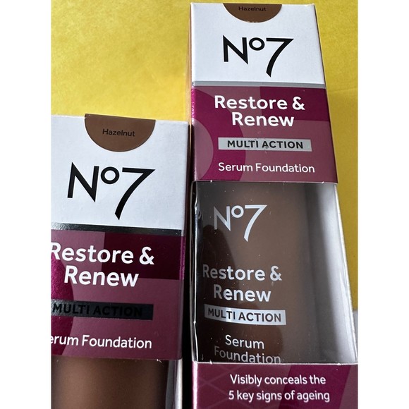 2 Hazelnut Restore & Renew serum Foundation SPF 20 anti-aging face base expired - Picture 1 of 4